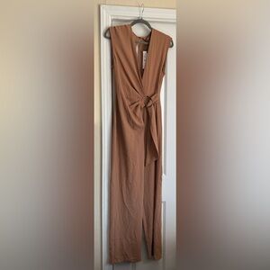 New Zara Size Small Solid Light Brown Tan Jumpsuit